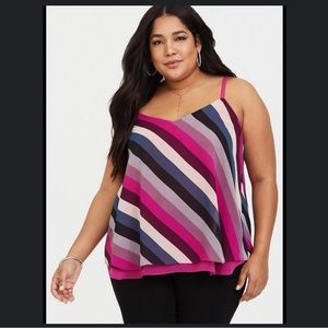 Sophie Chiffon Double Layer striped fushia Cami
